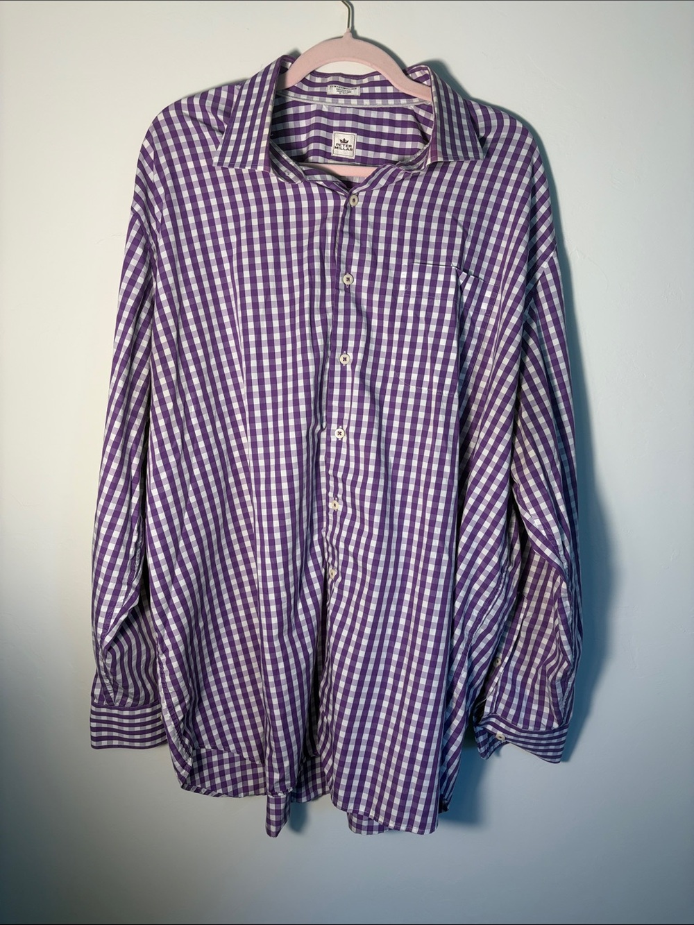 Peter‎ Millar Purple and White Gingham Dress Shirt